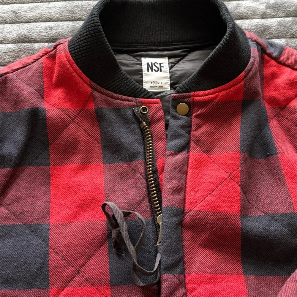 NSF Quilted Plaid Bomber Jacket - Picture 7 of 11